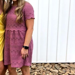 Mauve/purple eyelet dress